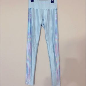 Goldsheep Light Blue Iridescent Stripe Leggings S